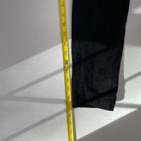 Anthropologie Elevenses Linen Blend Straight Leg Pants Black - Small - Picture 7 of 10